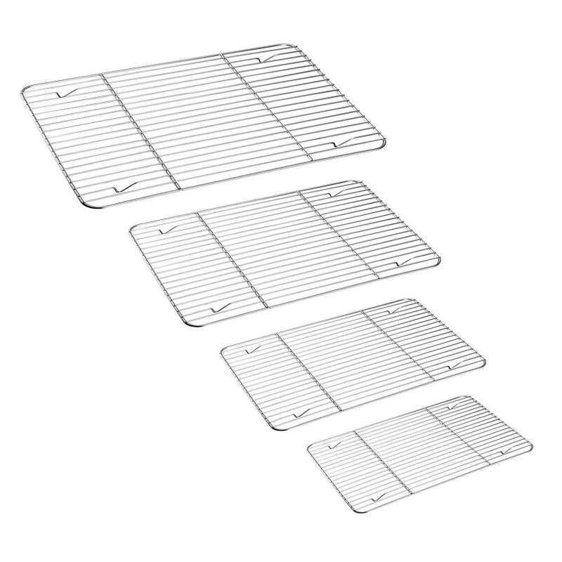 TeamFar Baking Cooling Rack Set of 4, Stainless Steel Rack for Cooking Roasting Grilling, Healthy & Mirror Finish, Oven Use & Dishwasher Safe - Image 1